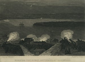 Durchbrechen der Rebellenbatterien bei Vicksburg, ca. 1863