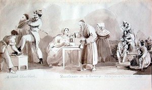 Ein Straßenputzer, Questuario di S. Lorenzo und die Mauer von St. Lucia, Neapel von John Harden
