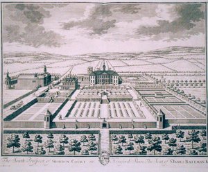 Südansicht von Shobdon Court, Herefordshire, der Sitz von Sir James Bateman (Gravur) von John Harris