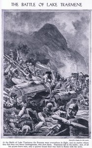 Die Schlacht am Trasimenischen See 217 v. Chr. Überall waren die Römer auf der Flucht vor den Karthagern, ca. 1950