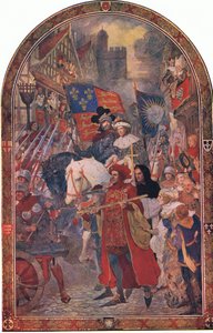 Heinrich VI. Schlacht von Barnet 1471: Die ausgebildeten Truppen marschieren zur Unterstützung von Edward IV, aus Cassells Geschichte des britischen Volkes, veröffentlicht von der Waverley Book Company Limited, ca. 1940