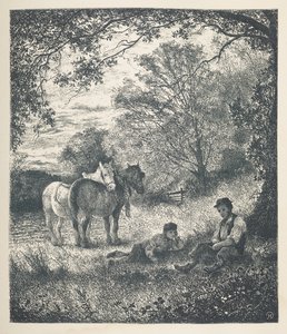 Tafel 11. Mann, Junge und Shire-Pferde. Naturbilder. Eine Serie von dreißig Originalillustrationen, auf Holz gezeichnet von J. H. Dell und graviert von R. Paterson von John Henry Dell
