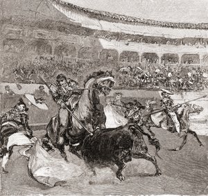 Ein Stierkampf in Sevilla, Spanien, aus The Century Illustrated Monthly Magazine, veröffentlicht 1884