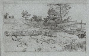 Landschaft mit Steinmauer (Skizze der Felder)