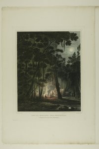 Ansicht bei Mondschein, in der Nähe von Fayetteville, Tafel drei der zweiten Ausgabe von Picturesque Views of American Scenery von John Hill