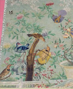 Ein nördlicher Flicker, ausgeschnitten aus Die Vögel Amerikas und auf handbemalte chinesische Tapete geklebt von John James Audubon