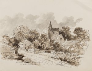 Kewstoke Kirche und Dorf, Weston Super Mare, Somerset, 1882 von John Joseph Barker