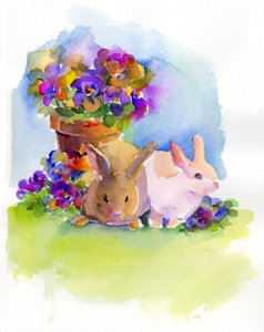Hasen mit Stiefmütterchen, 2014