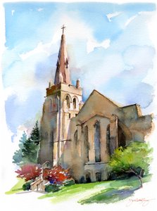 Kirche mit Turm, 2016 von John Keeling