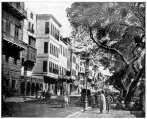 Die Ezbekiyeh und Straßenszene, Kairo, Ägypten, späte 19. Jahrhundert von John L. Stoddard