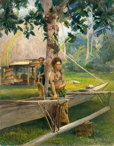 Porträt von Faase, der Taupo oder offiziellen Jungfrau von Fagaloa Bay, und ihrer Anstandsdame, Samoa