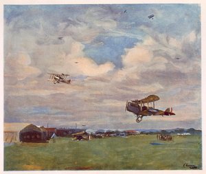 Ein Flugplatz, aus Britische Künstler an der Front, Fortsetzung der Westfront, 1918 von John Lavery