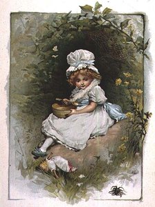 Kleine Miss Muffet, aus einem illustrierten Kinderreimbuch von John Lawson