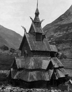 Borgund Holzkirche in Norwegen (12. Jahrhundert) von John Lawson Stoddard