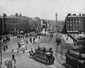 Sackville Street in Dublin, Irland, um 1900 (s/w Foto) von John Lawson Stoddard