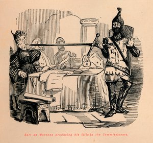 Earl de Warenne legt seinen Titel den Kommissaren vor von John Leech