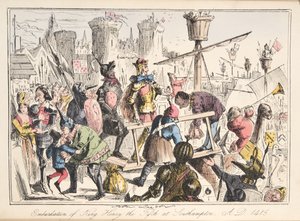 Einschiffung von Heinrich V. in Southampton, AD 1415, aus The Comic History of England, veröffentlicht 1864 (handkolorierte Radierung)