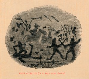 Schlachtfeld im Nebel in der Nähe von Barnet von John Leech