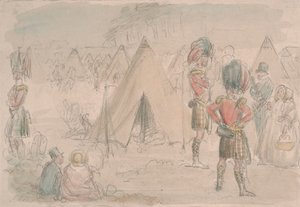 Highland Regiment im Lager von John Leech