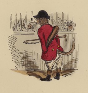 Hund als Jäger verkleidet von John Leech