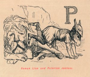 Römischer Löwe und Falerianischer Esel, 1852 von John Leech