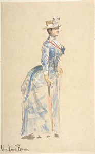 Frau in Blau gekleidet, 19. Jahrhundert