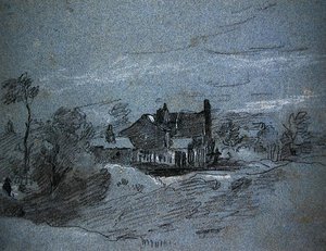 Ein Cottage in einer bewaldeten Landschaft