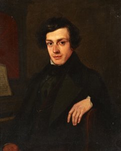 Porträt eines jungen Mannes neben einem Klavier, ca. 1810-30 von John Linnell