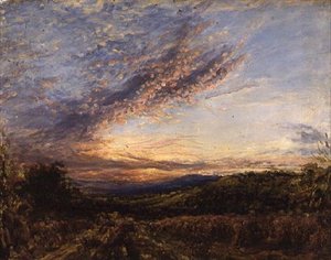 Sonnenuntergang über einer Moorlandschaft, frühe 1850er von John Linnell