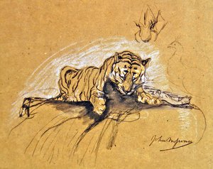 Tigerin beim Fressen, ca. 1875