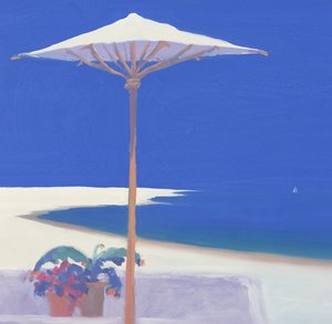 Yacht passiert die Terrasse, 1999 von John Miller