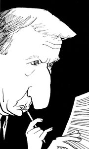 Richard Rodney Bennett - Karikatur von John Minnion