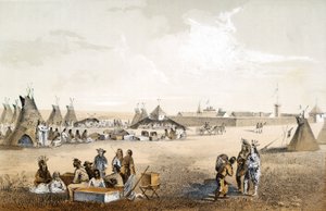 Fort Union und Verteilung von Waren an die Assiniboins von John Mix Stanley