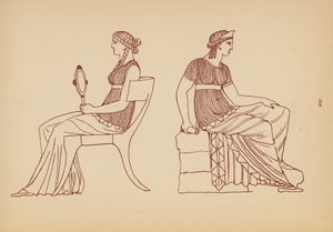 Antikes griechisches Frauenkostüm (Lithographie)