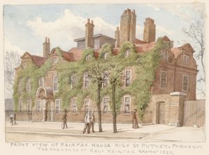 Vorderansicht von Fairfax House, Putney, London, die Residenz von General Fairfax, 1887