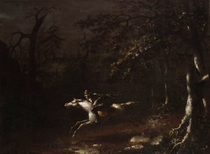 Ichabod Crane flieht vor dem kopflosen Reiter von John Quidor