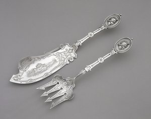 Fischgabel und Messer, ca. 1862-1870 (Silber)