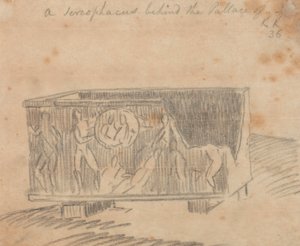 Ein Sarkophag hinter dem Palast von John Robert Cozens