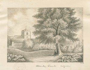 Aldridge Kirche: Feder- und Waschzeichnung, 19. Jh. von John Robert Fernyhough