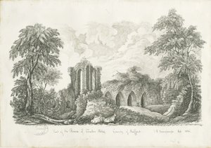 Croxden Abbey: Feder- und Tintenzeichnung