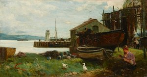 Netze flicken, Ardrishaig von John Robertson Reid