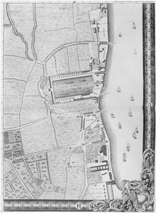 Eine Karte der unteren Rotherhithe-Docks, London, 1746 (Gravur)