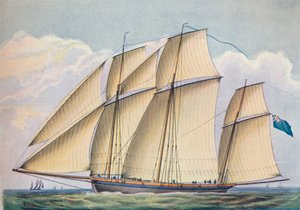Bewaffneter Lugger mit allen Segeln gesetzt, 1825