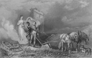 Das Genie der Poesie findet Burns am Pflug, 1840