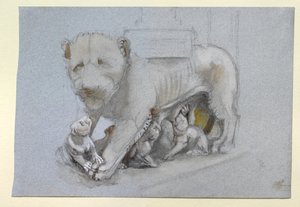Skizze von Löwin und Jungen von Nicola Pisano