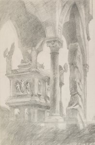 Studie des Grabmals von Mastino II della Scala in Verona, ca. 1869 von John Ruskin