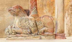 Der Greif, der die nördliche Säule des westlichen Eingangs des Doms von Verona trägt