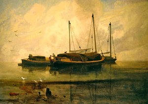 Boote vor Anker, Bladon Water, Norfolk