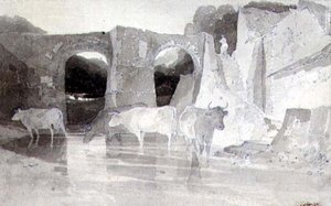 Rinder in einem Fluss von John Sell Cotman