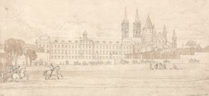 Militärschule und Abteikirche St. Stephan in Caen von John Sell Cotman